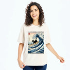 Kyoto-Lion Catch the Wave, Cat! Washed T-Shirt