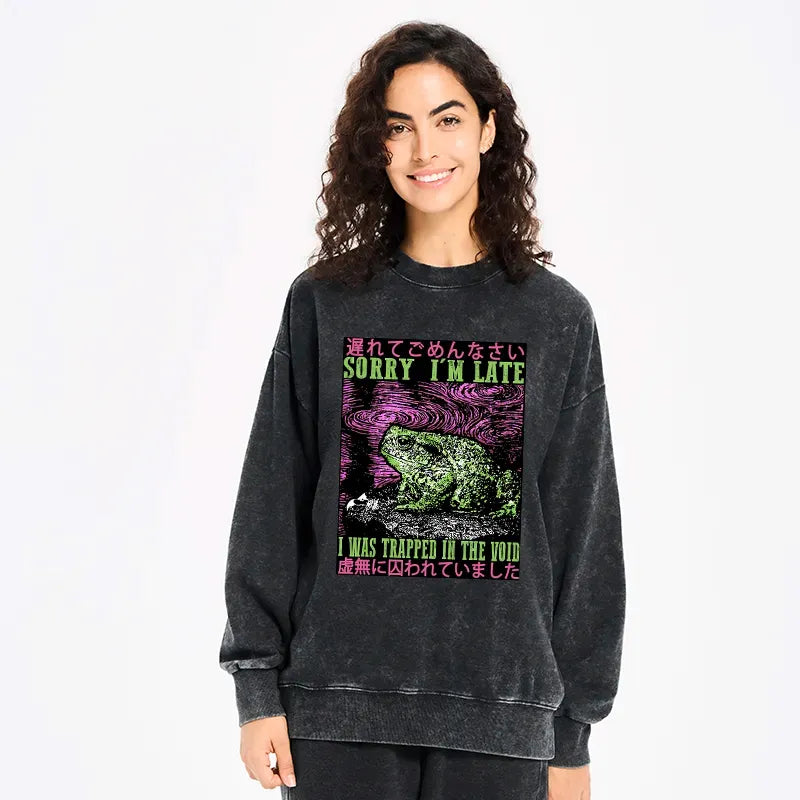 Kyoto-Lion Frogs Trapped In The Void Washed Sweatshirt