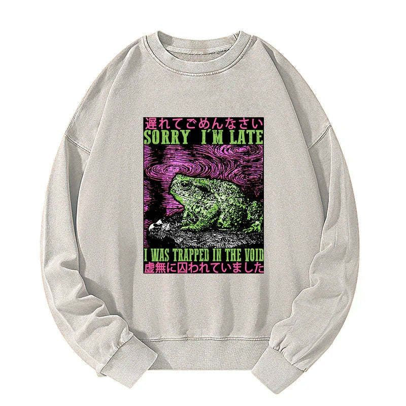 Kyoto-Lion Frogs Trapped In The Void Washed Sweatshirt
