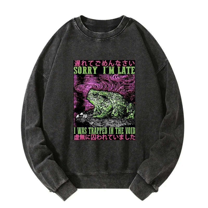 Kyoto-Lion Frogs Trapped In The Void Washed Sweatshirt