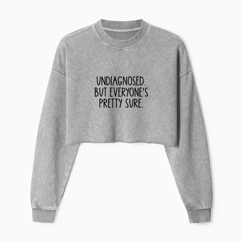 Kyoto-Lion Self-diagnosed Illness Funny Washed Crop Sweatshirt