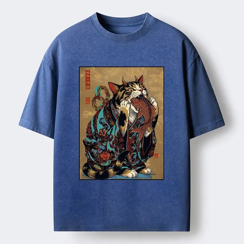 Japanese Samurai Cat T-Shirt for Gift