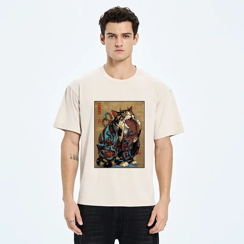 Washed Vintage Cat Tee for Summer Sale