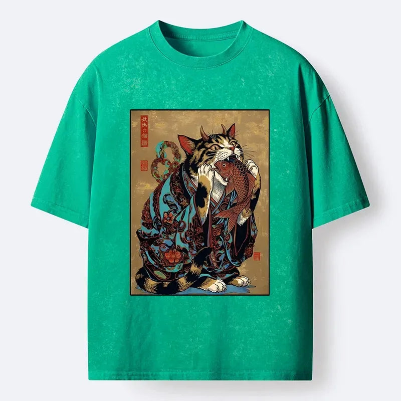 Japanese Samurai Cat T-Shirt for Gift
