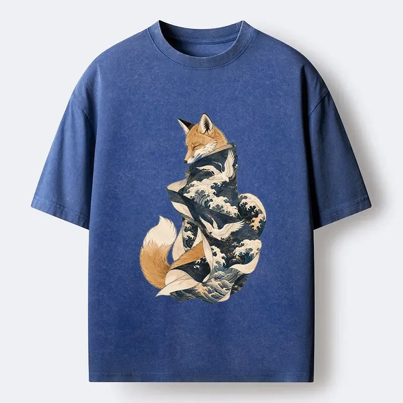 Washed Fox Graphic Tee for Streetwear