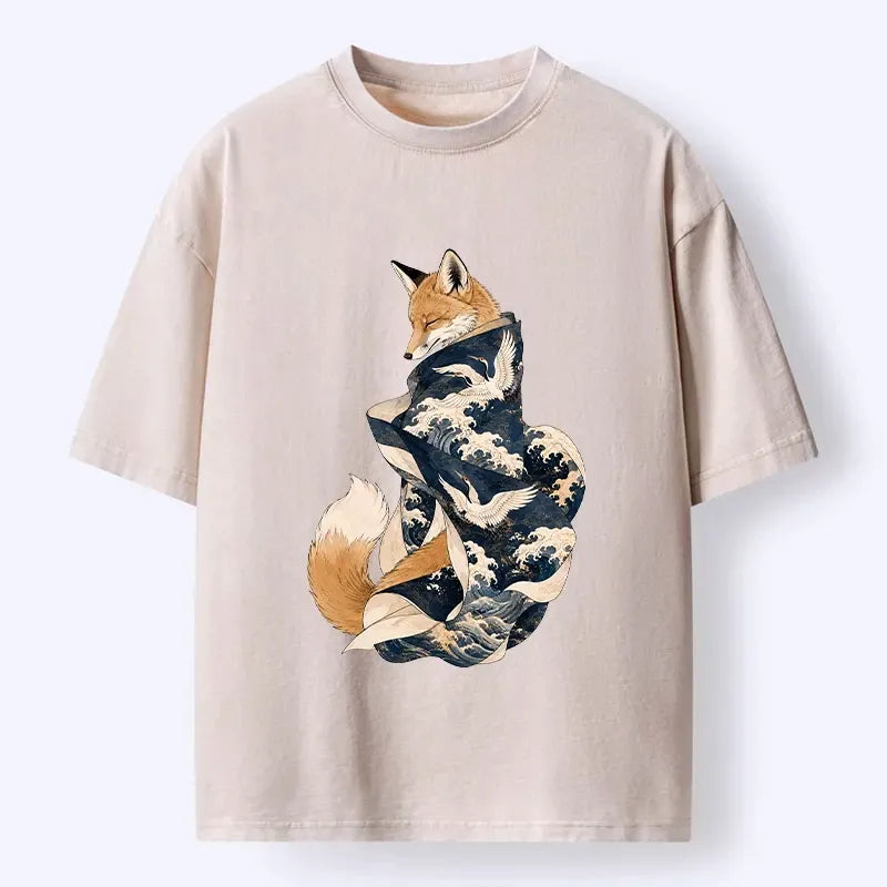 Washed Fox Graphic Tee for Streetwear