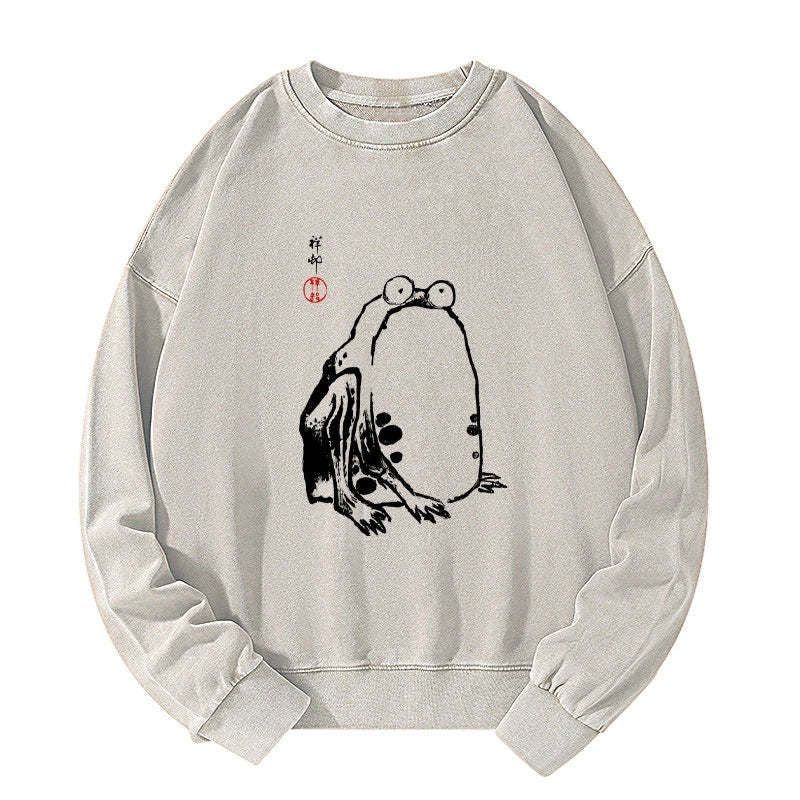 vintage japanese frog sweatshirt for streetwear
