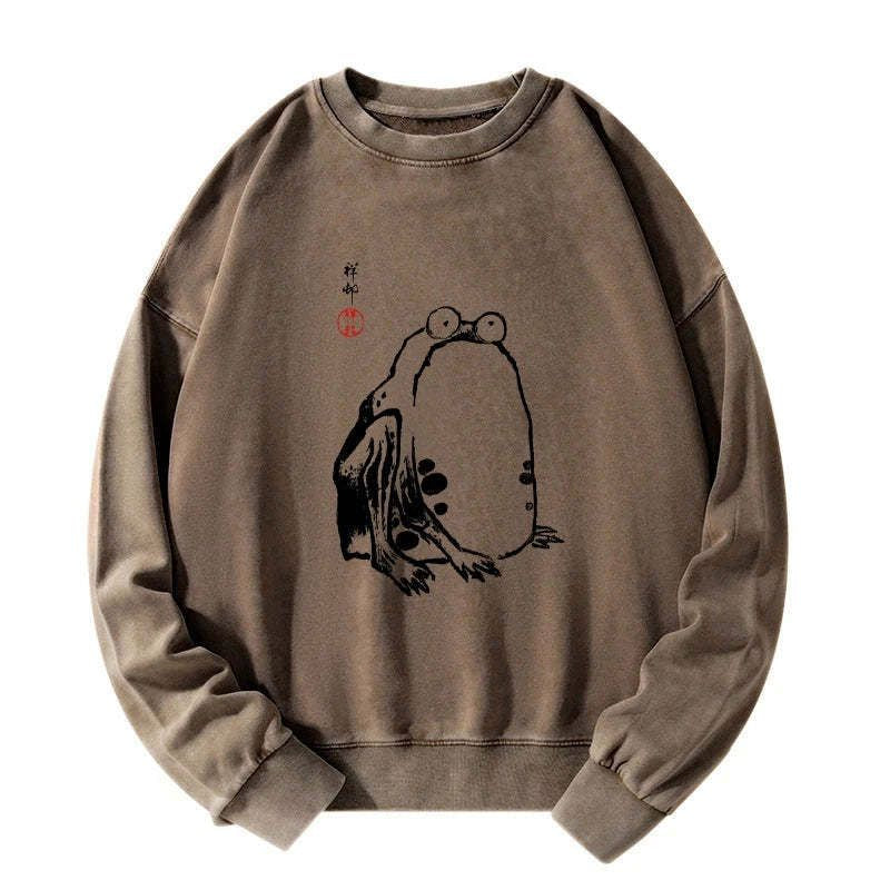 Kyoto-Lion Grumpy Frog Matsumoto Hoji Washed Sweatshirt