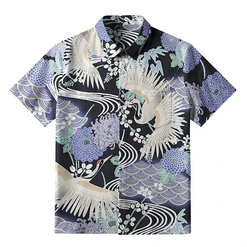 Unisex Kyoto Lion Cranes Blooms Shirt