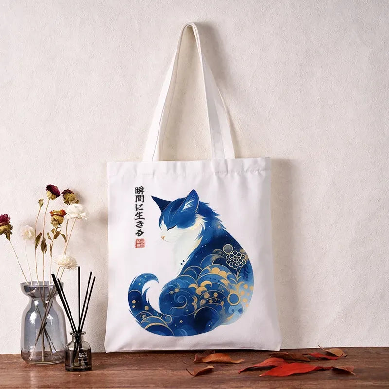 Japanese Zen Cat Tote Bag for Everyday Use