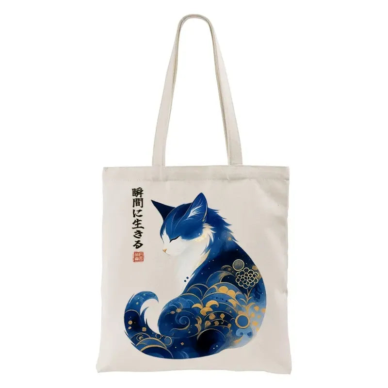 Japanese Zen Cat Tote Bag for Everyday Use