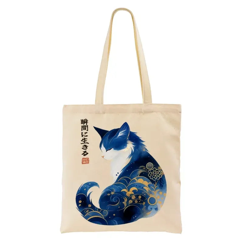 Japanese Zen Cat Tote Bag for Everyday Use