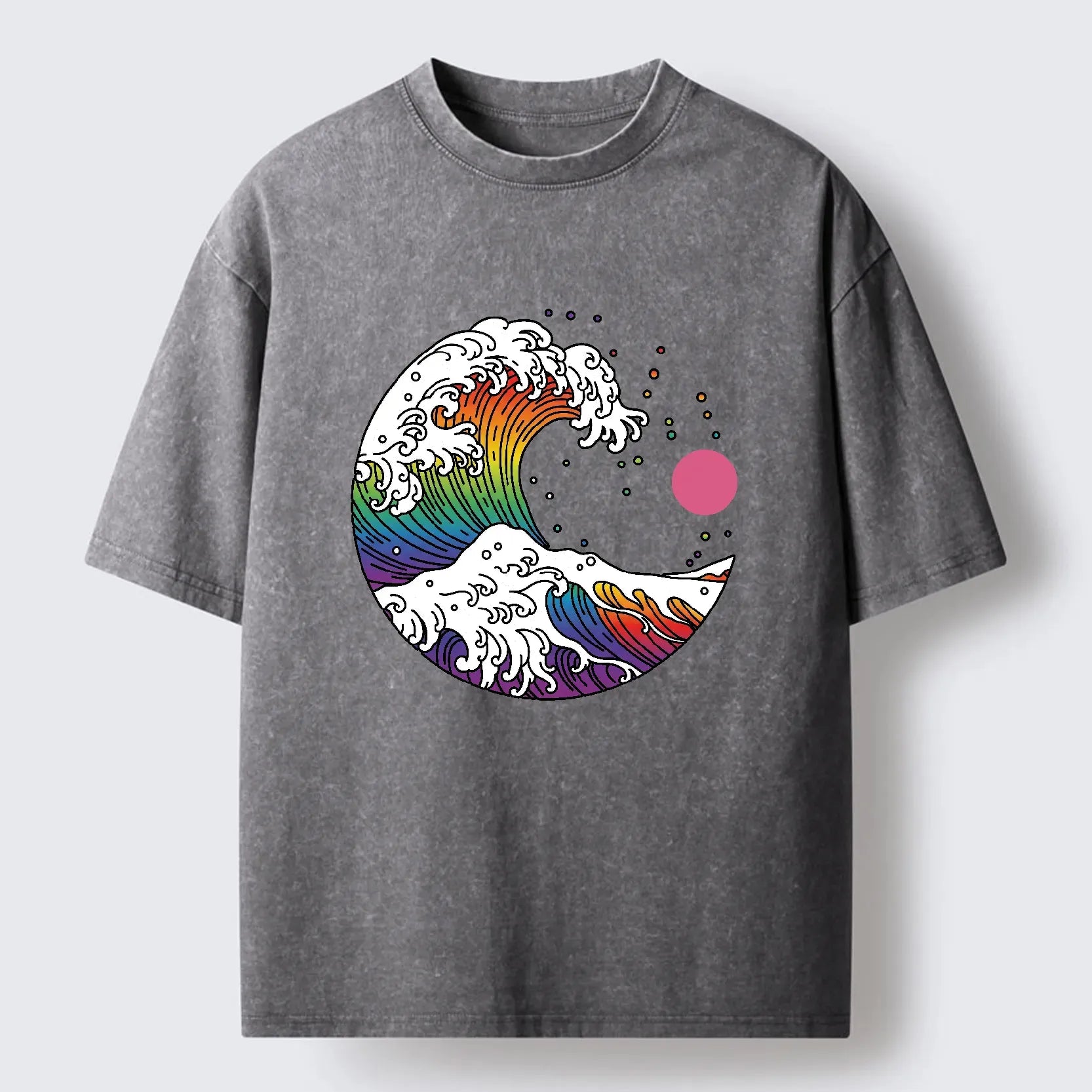 Unisex Cotton T-Shirt with Japanese Wave Print