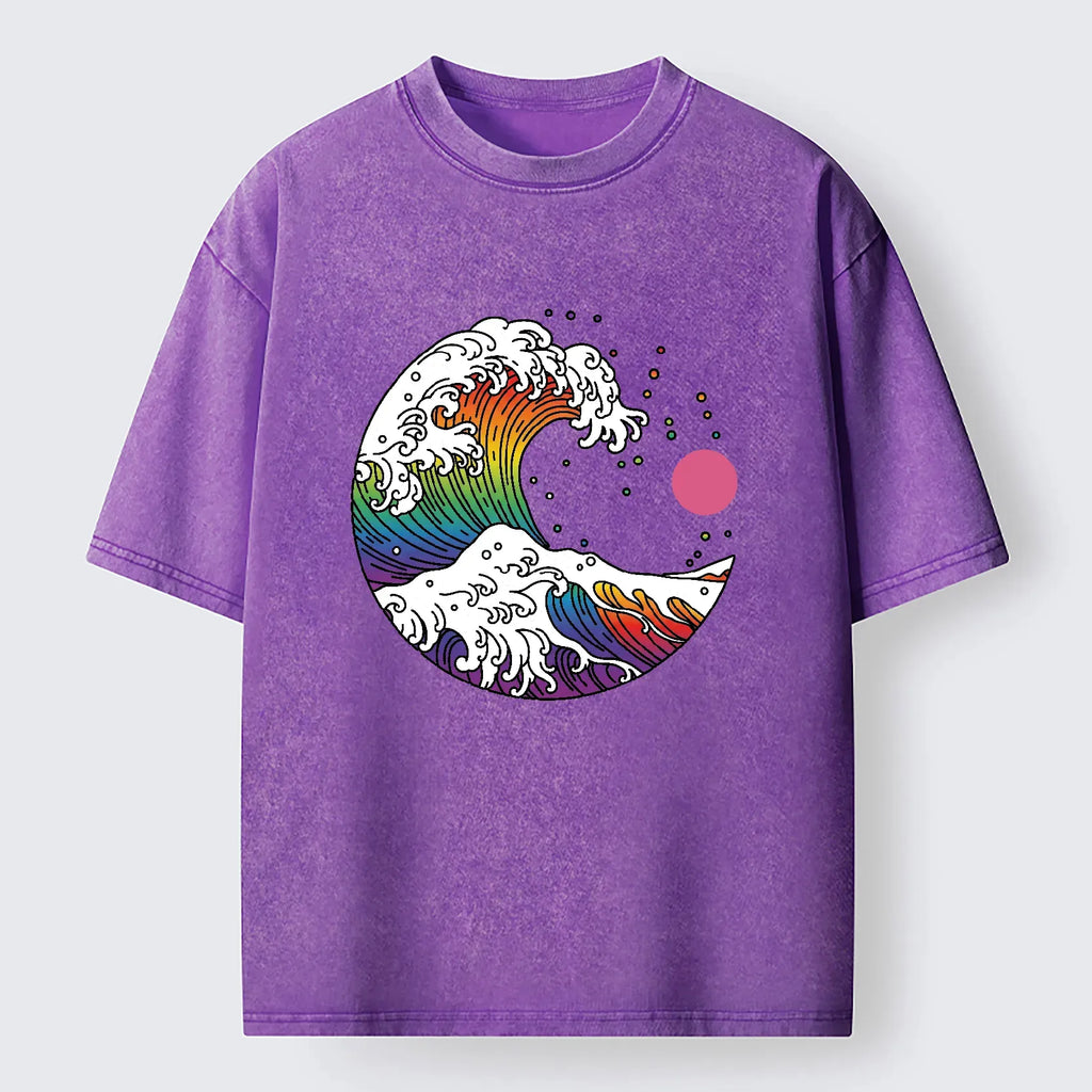 Kyoto-Lion Rainbow Waves Washed T-Shirt