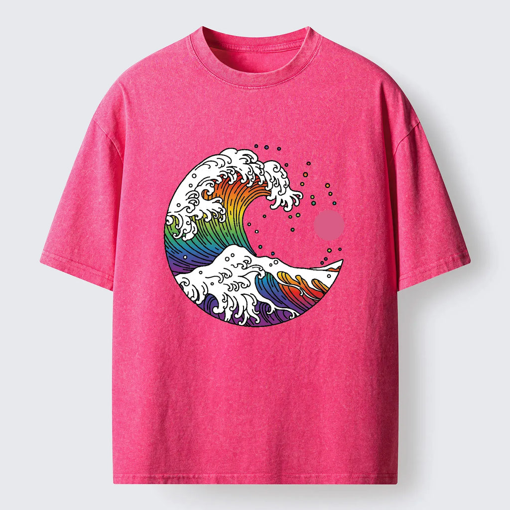 Kyoto Lion Rainbow Waves T-Shirt Gift for Him