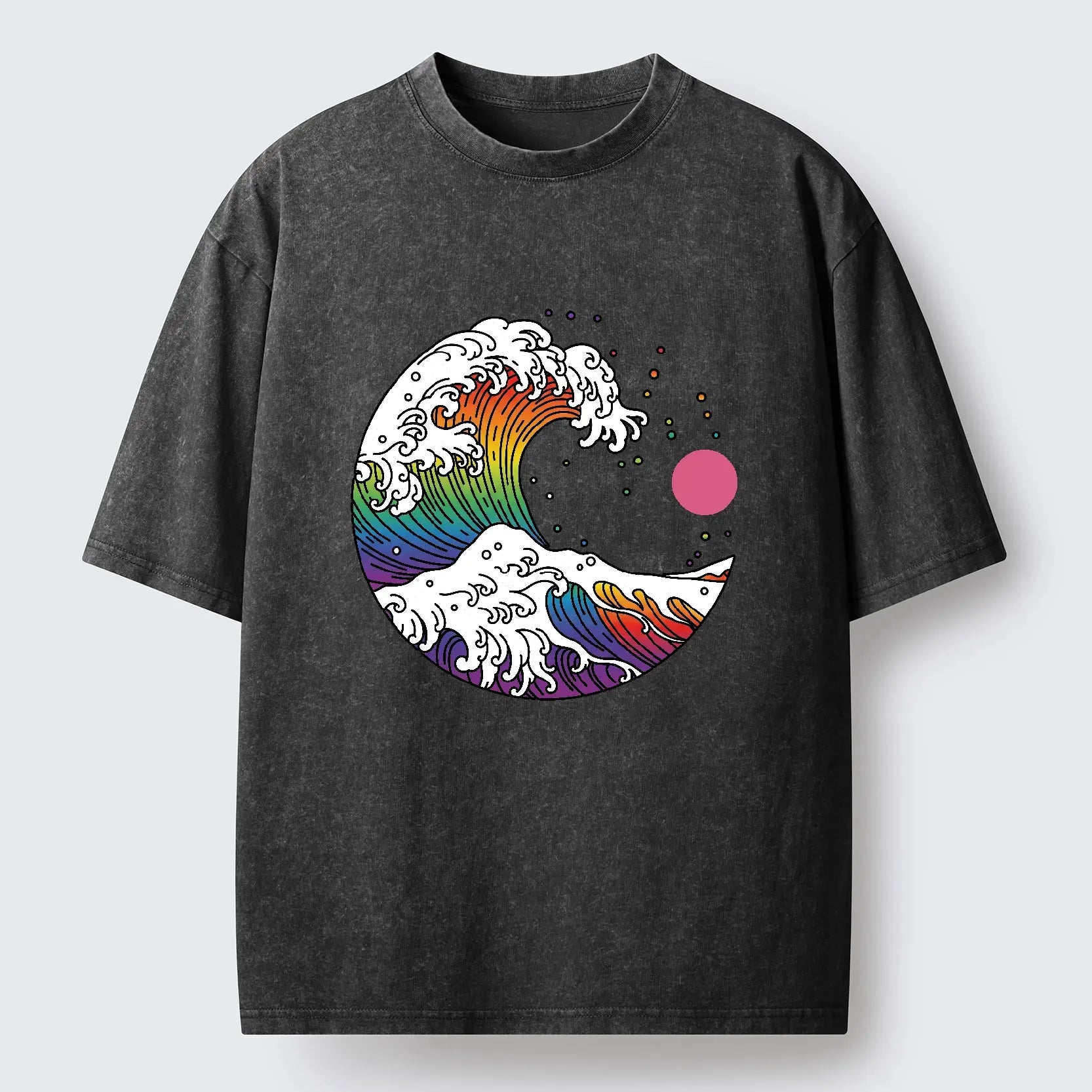 Japanese Vintage Rainbow Washed T-Shirt for Daily Wear