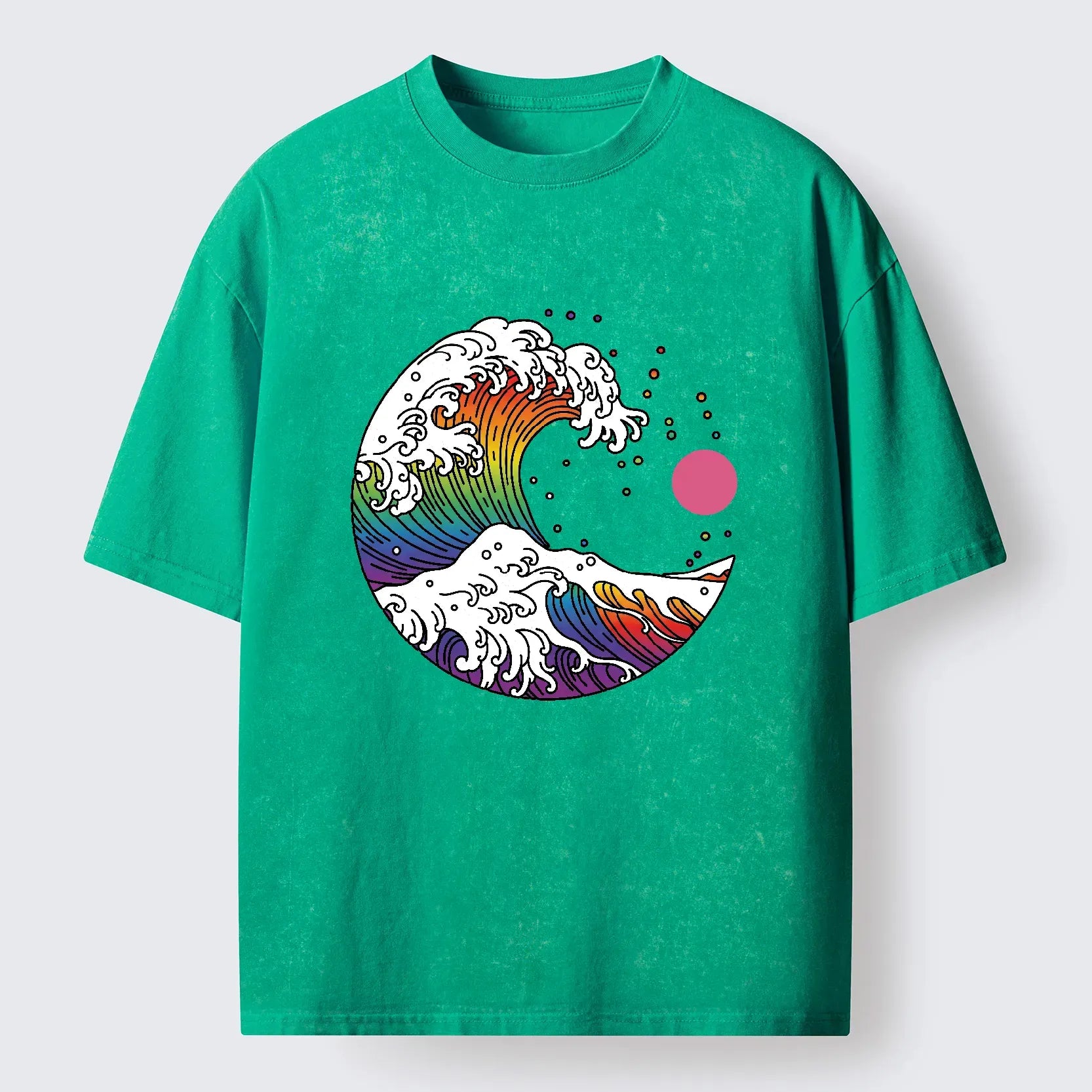 Unisex Cotton T-Shirt with Japanese Wave Print