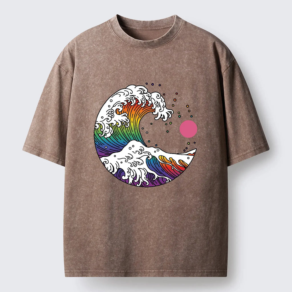 Kyoto Lion Rainbow Waves T-Shirt Gift for Him