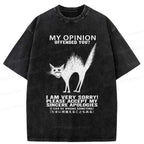 Kyoto-Lion No Offense Cat Washed T-Shirt