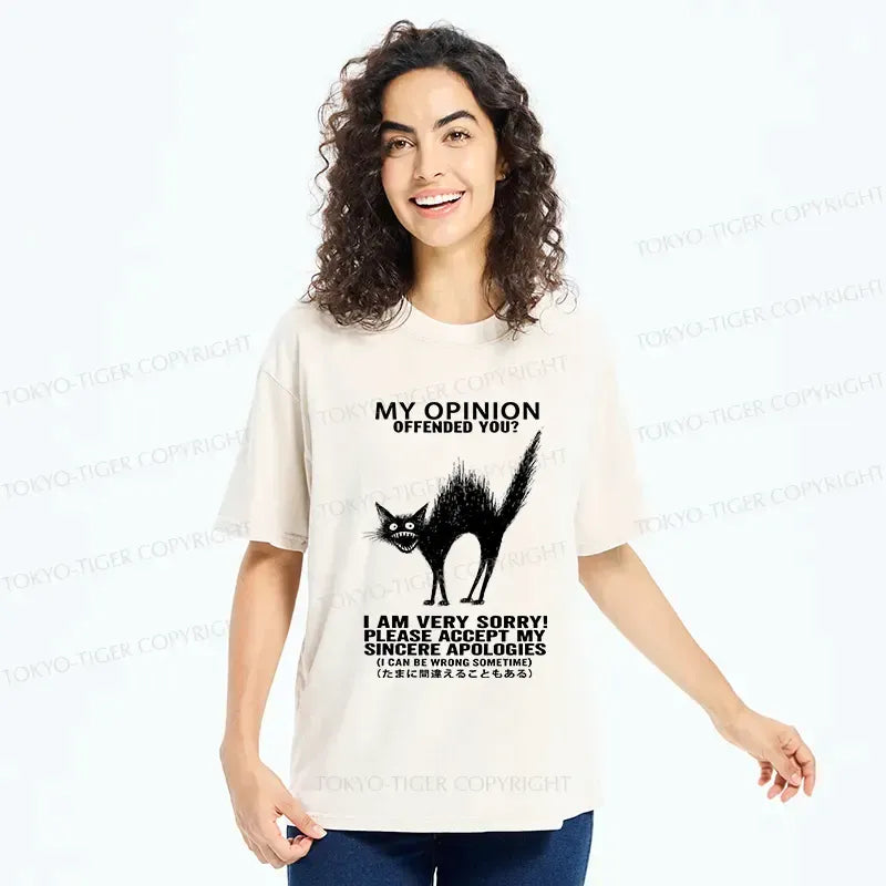 Washed Cat T-Shirt for Daily Wear