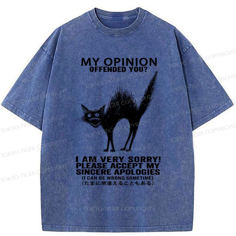 Kyoto-Lion No Offense Cat Washed T-Shirt