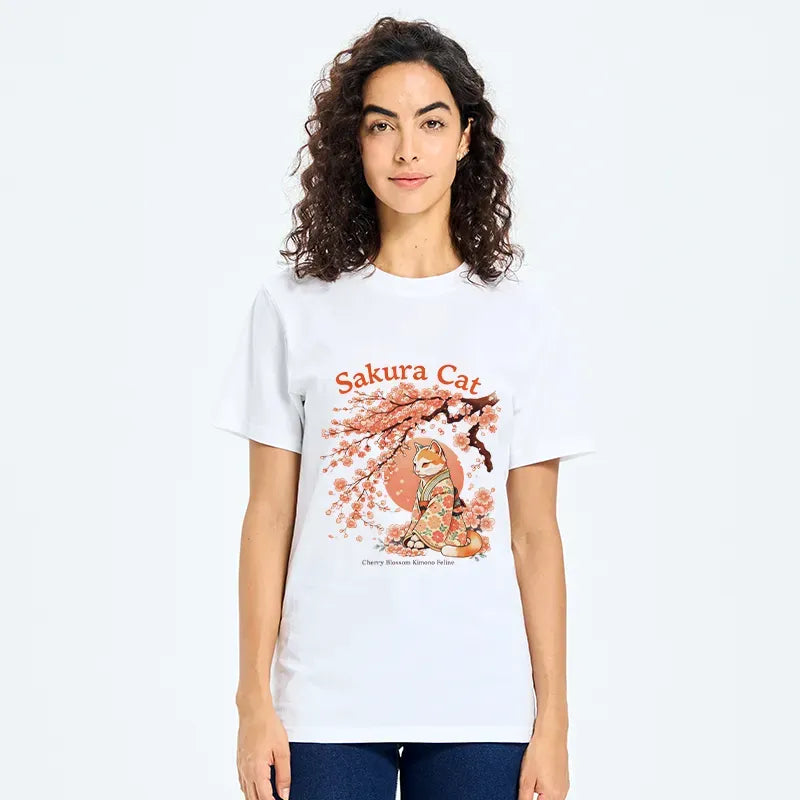 Sakura Cat T-Shirt for Summer