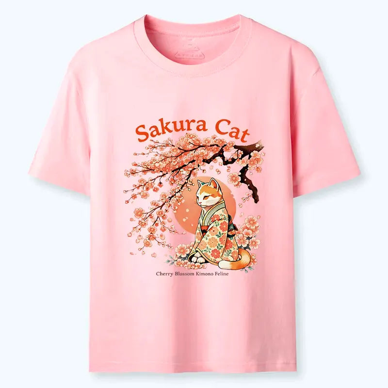 Sakura Cat T-Shirt for Summer