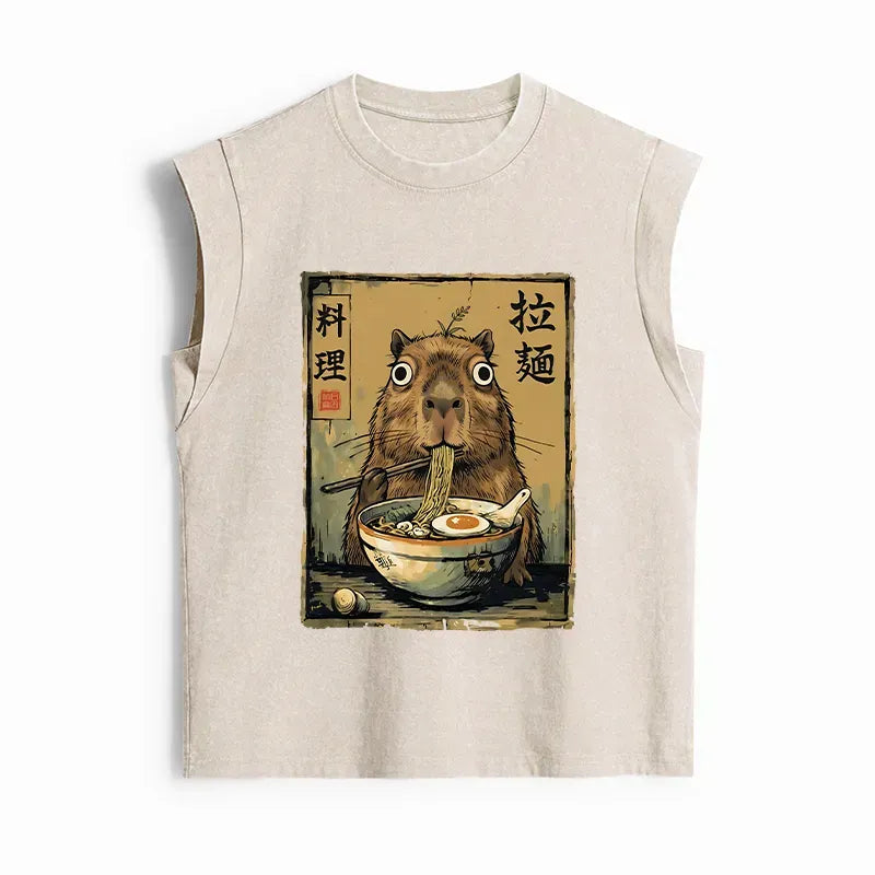 Trendy Capybara Ramen Tank Top for Summer