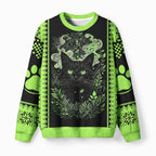 Kyoto-Lion Forest Spirit Feline Fuzzy Christmas Ugly Sweatshirt
