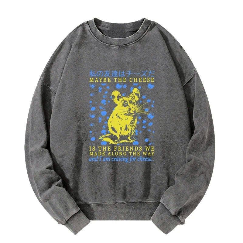Kyoto-Lion My Friend Is Cheese Washed Sweatshirt