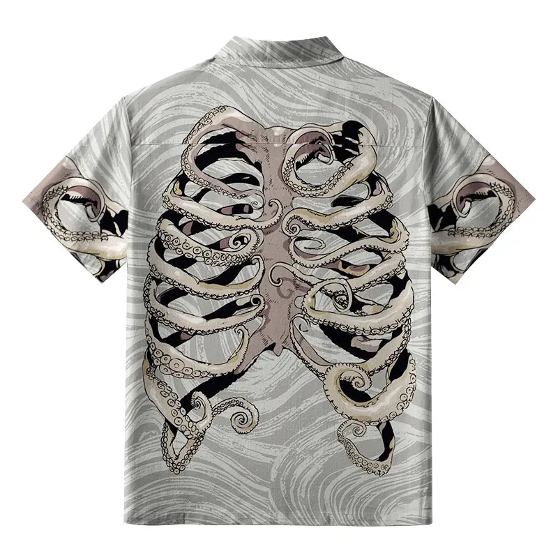 Kyoto Lion Octopus Skeleton Aloha Shirt
