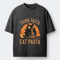 Cute Black Cat Washed T-Shirt for Daily Wear