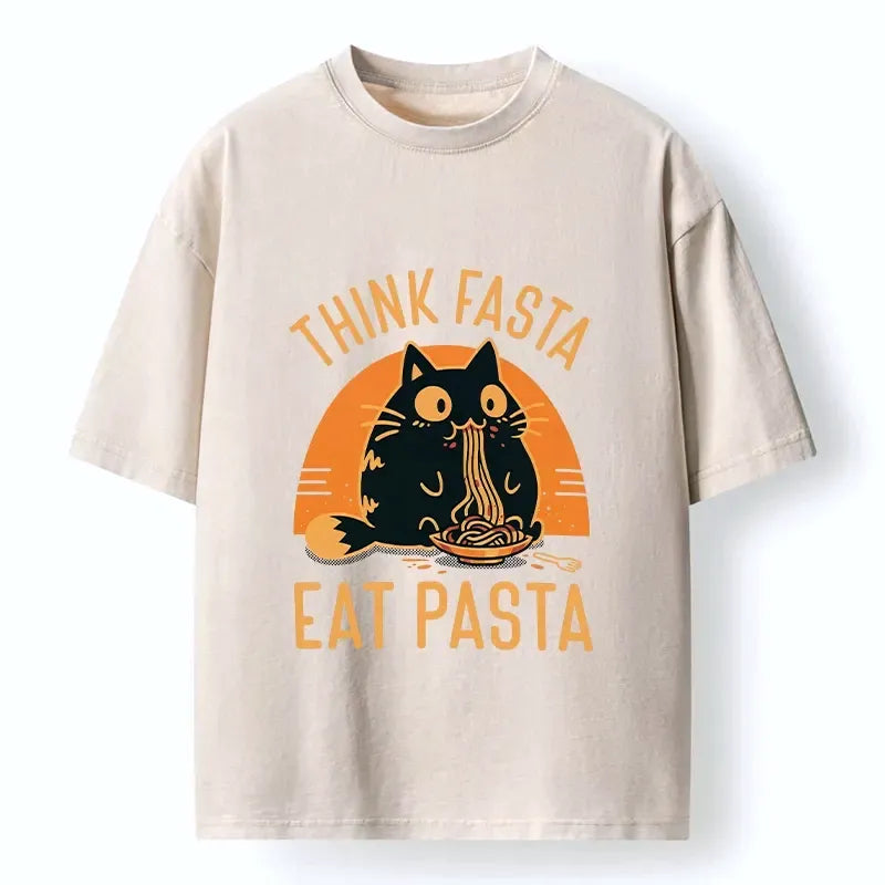 Japanese Black Cat Pasta T-Shirt for Summer