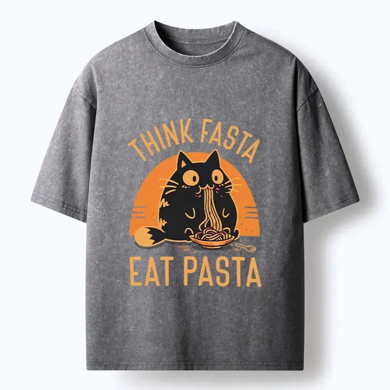 Japanese Black Cat Pasta T-Shirt for Summer