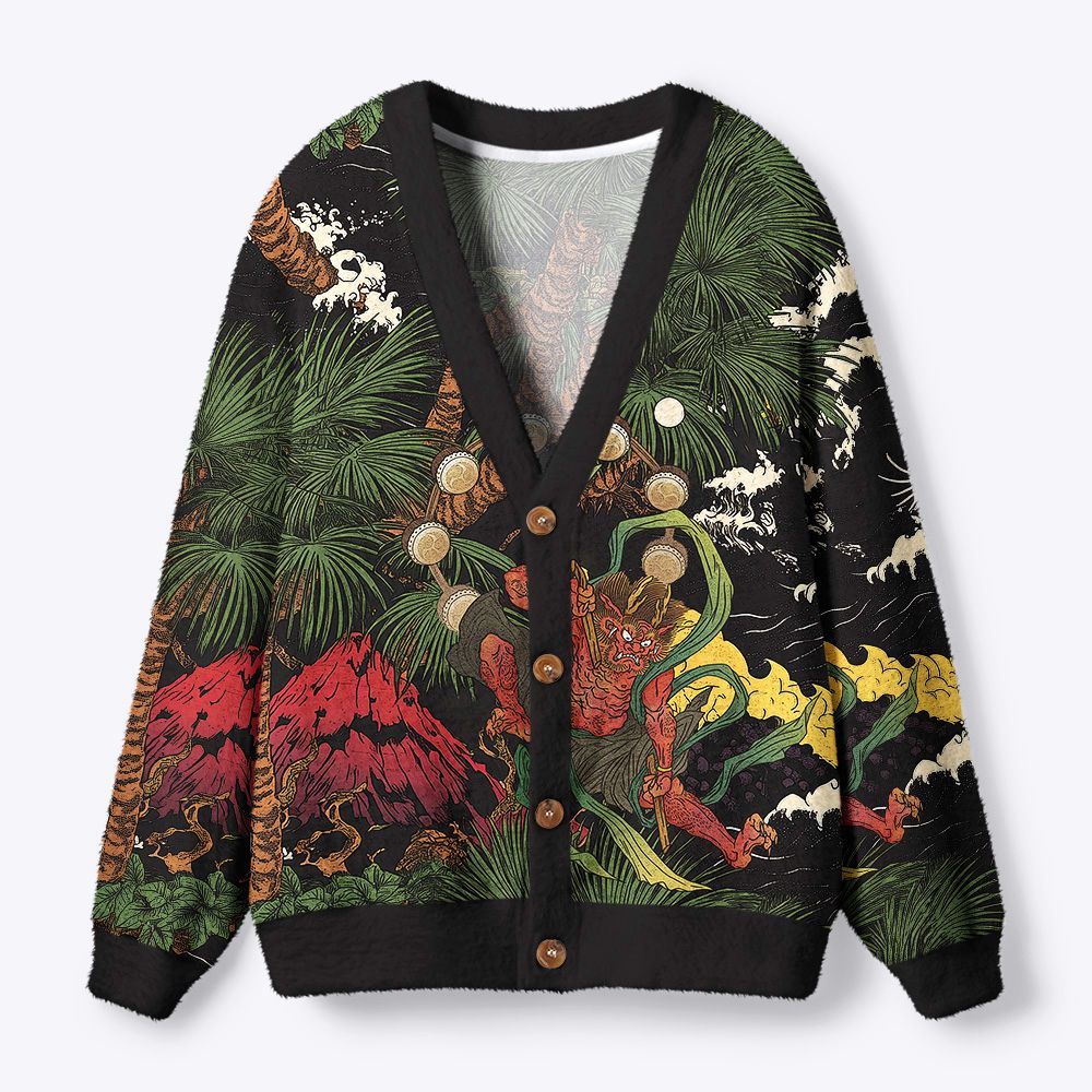 Kyoto-Lion Japanese Yokai Ugly Cardigan Sweater