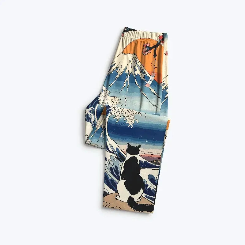 Ukiyo-e Cat Family Pajamas for Vacation
