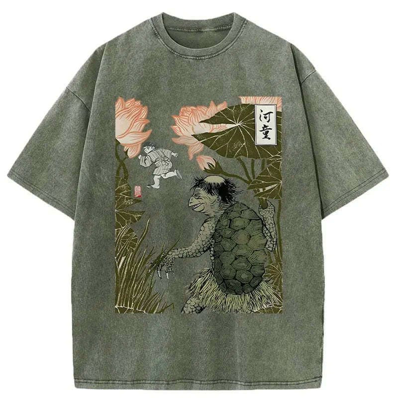 Kyoto-Lion Japanese Monster Kappa Washed T-Shirt