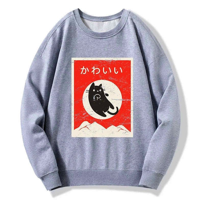 Kyoto-Lion Cute Black Cat Japanese Sweatshirt