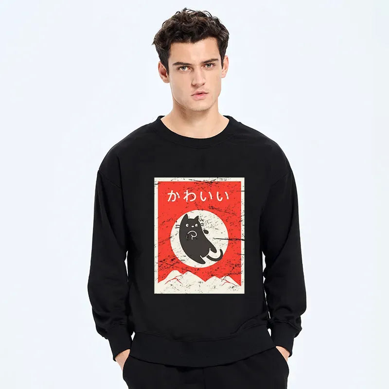japanese cute black cat sweatshirt