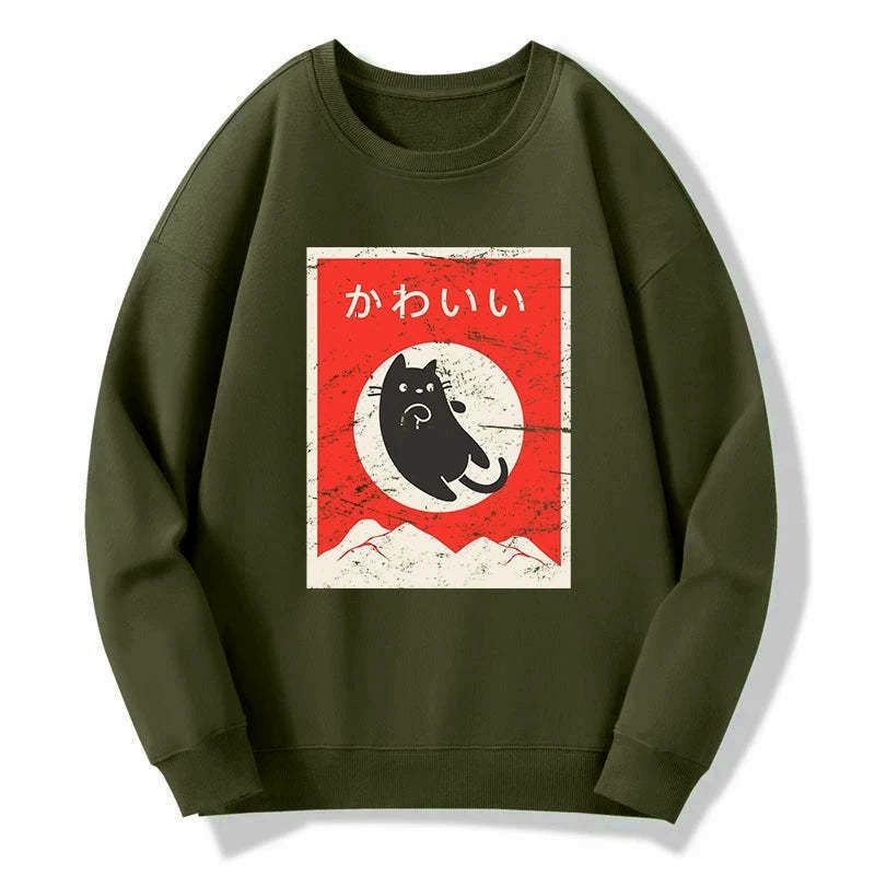 comfortable japanese cat sweatshirt for daily wear