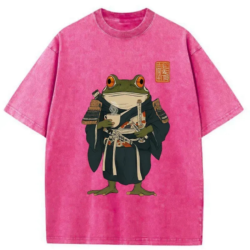 Funny Frog Samurai Drinking Tea Shirt