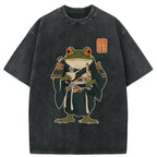 Japanese Frog Samurai Washed T-Shirt