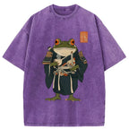 Japanese Frog Samurai Washed T-Shirt
