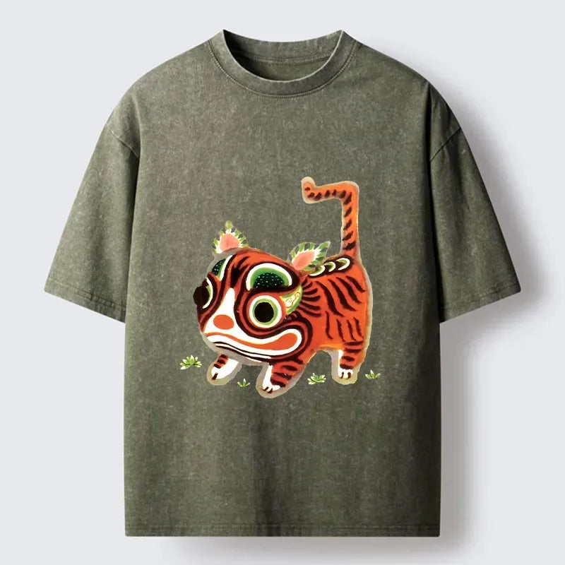 Japanese Vintage Tiger Art Washed T-Shirt