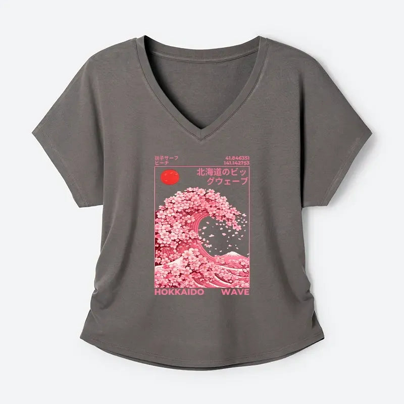 Sakura Wave T-Shirt for Women Casual