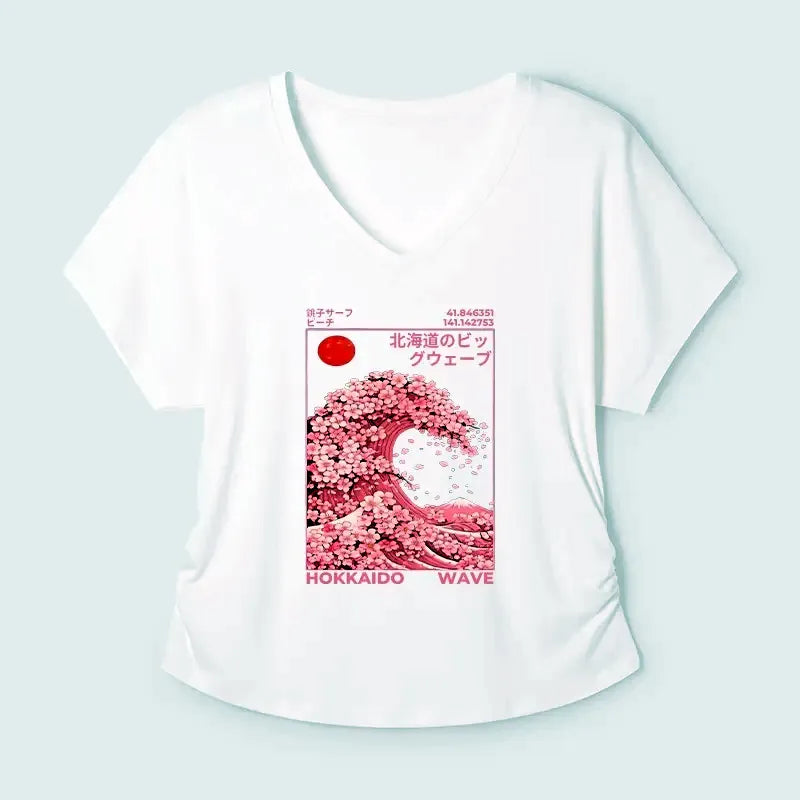 Sakura Wave T-Shirt for Women Casual