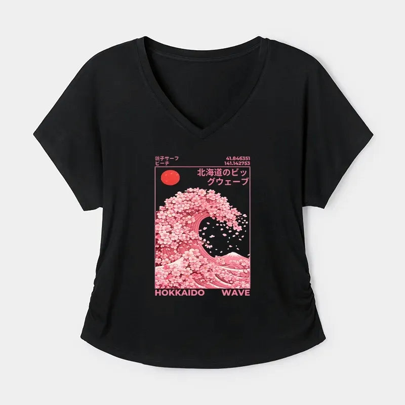 Japanese Sakura Wave Modal T-Shirt