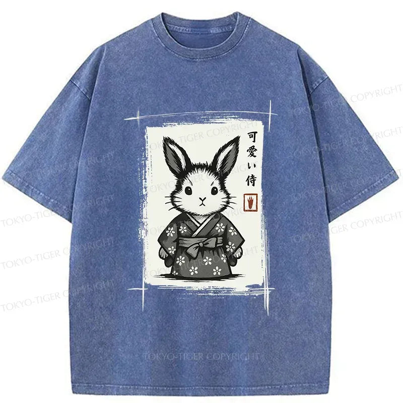 Kyoto-Lion Woodcut Bunny Washed T-Shirt