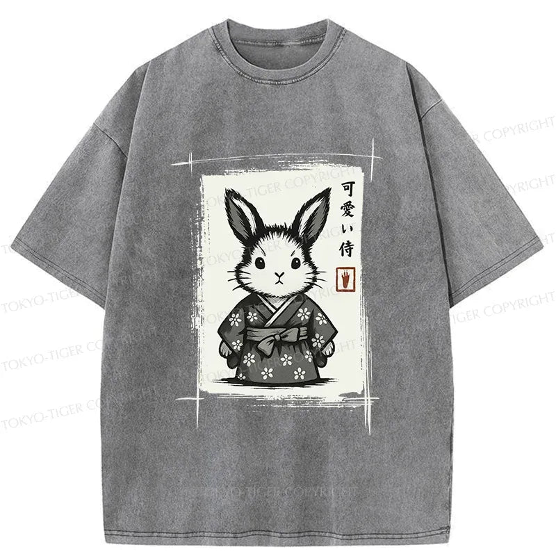 Kyoto-Lion Woodcut Bunny Washed T-Shirt