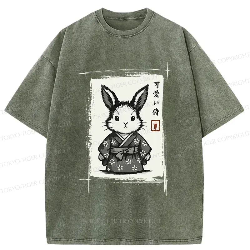 Japanese Woodcut Bunny T-Shirt for Summer
